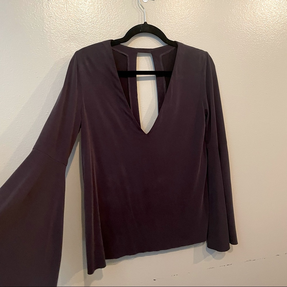 Vintage cupro backless bell sleeve flowy top